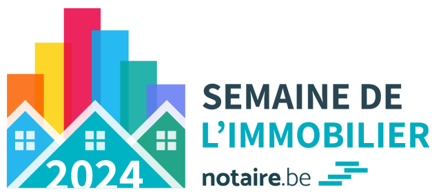 Logo de la semaine de l'immobilier 2023 des notaires belges.